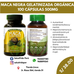 Maca negra orgánica 500 mg | 100 cápsulas veg.