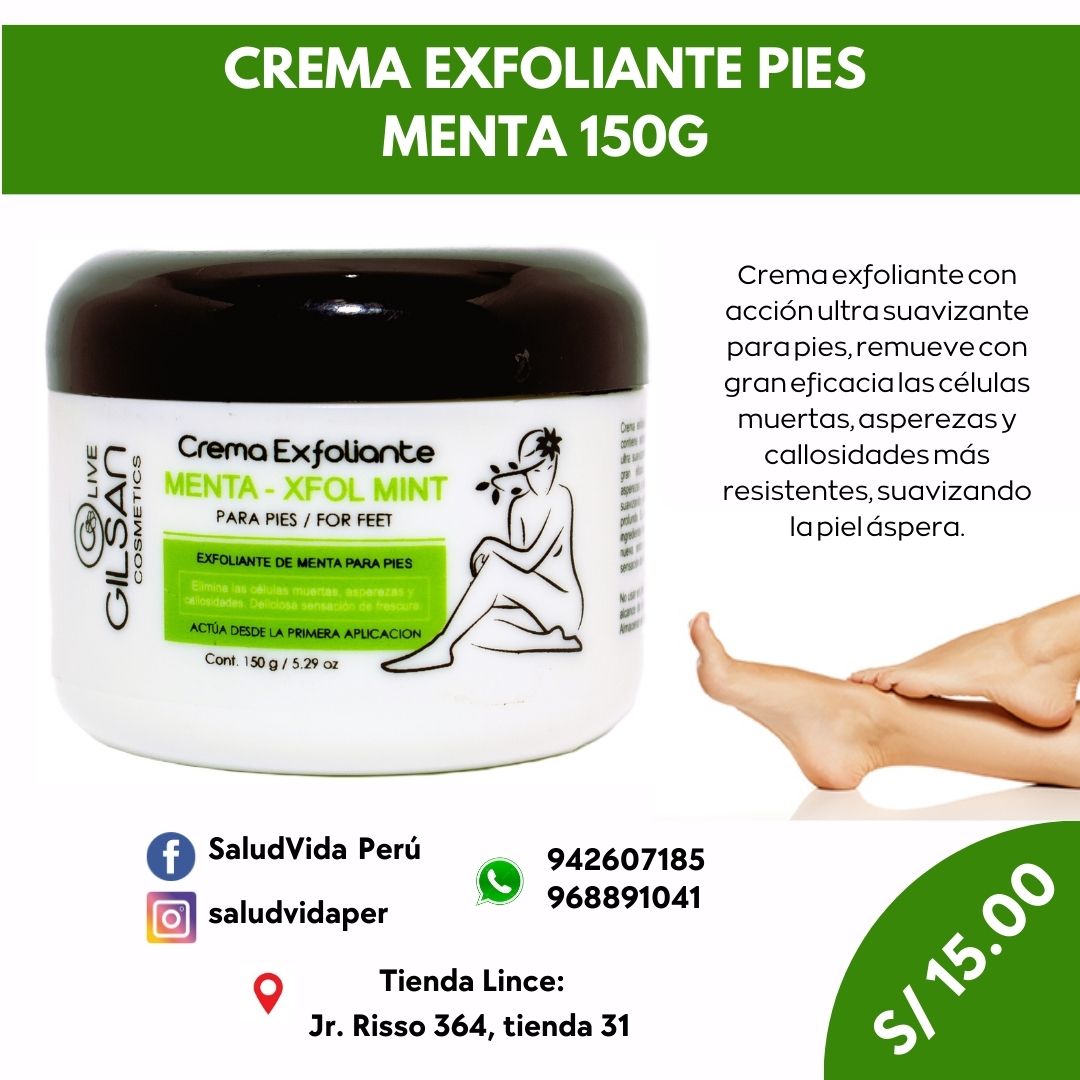 CREMA EXFOLIANTE PARA PIES CON MENTA POTE 150GRS | Callos, Asperezas, Pies. - Salud Vida Peru