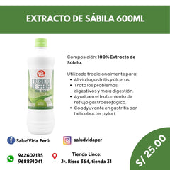 BEBIDA DE SÁBILA (ALOE VERA) 600ML | Cicatrizante, Colesterol, Diabetes, Antiiflamatorio, Digestión.