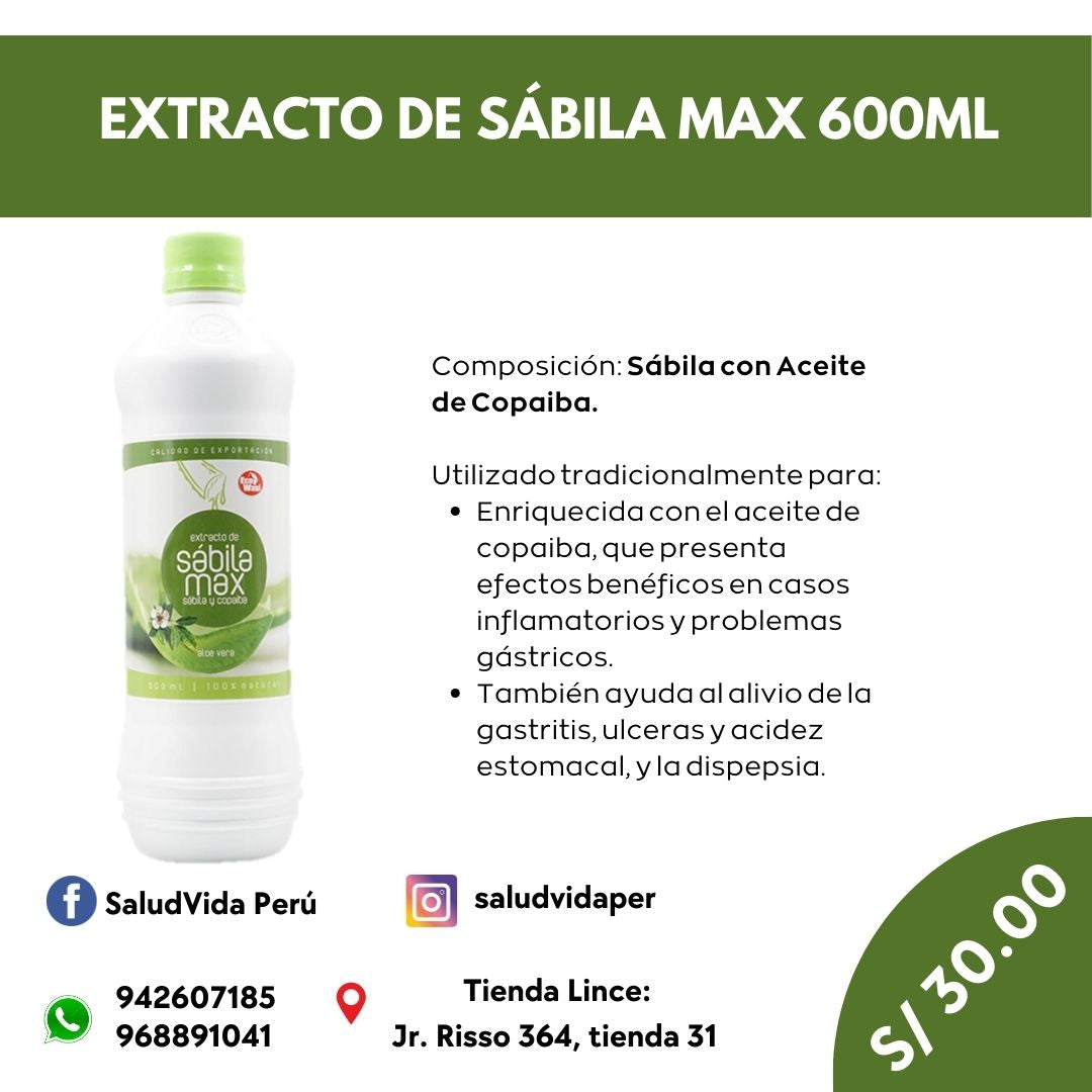 SÁBILA CON ACEITE DE COPAIBA (SÁBILA MAX) | Gastritis, Úlceras, Acidez estomacal. - Salud Vida Peru