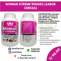 WOMAN XTREME 900GRS (SABOR CEREZA) | Regula ciclos hormonales, Huesos, Ligamentos.