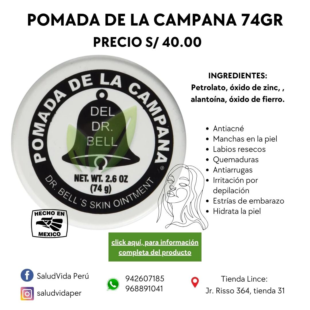 POMADA DE LA CAMPANA CLÁSICA 75G | Antiacné, Manchas, Antiarrugas, Estrías. - Salud Vida Peru