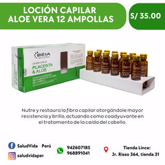 LOCIÓN CAPILAR PLACENTA & ALOE -TRATAMIENTO DE LA CAIDA DEL CABELLO 15 mL – Caja x 12 - Salud Vida Peru