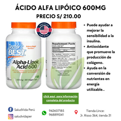 Acido alpha lipoic 600 mg | 180 cápsulas | Expira 11/2024