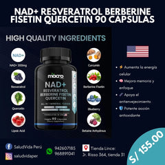 NAD TRANS-RESVERATROL 90 CÁPSULAS - Longevidad. Vence 22.12.26