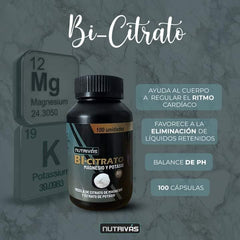 BI-CITRATO (CITRATO DE MAGNESIO Y CITRATO DE POTASIO) 100 CÁPSULAS 500MG - Salud Vida Peru