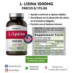 L-Lisina 1000 mg | 180 comprimidos recubiertos