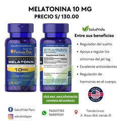 MELATONINA 10MG 120 CÁPSULAS | Sueño, Antioxidante, Pérdida de peso.Vencimiento 10/2026