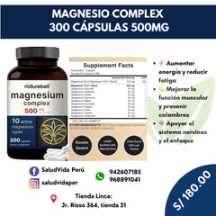 Magnesio Complex 500mg, 300 Cápsulas