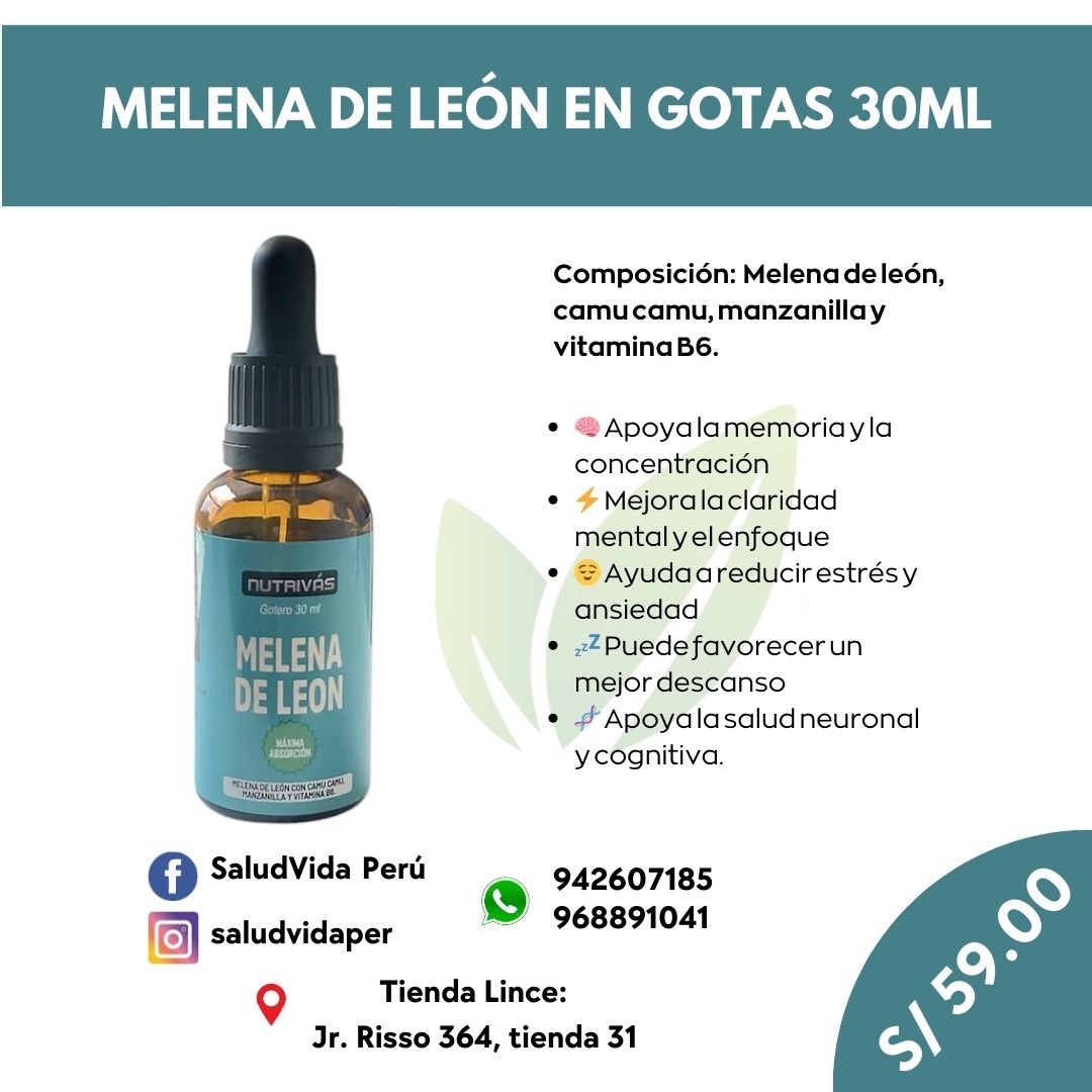 Melena de León 30ml. Gotero - Salud Vida Peru