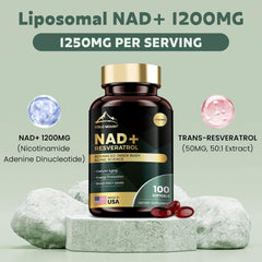 Liposomal NAD+ 1200mg con Trans Resveratrol | Longevidad.