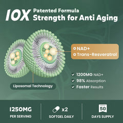 Liposomal NAD+ 1200mg con Trans Resveratrol | Longevidad.