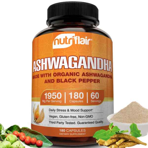 Ashwagandha & pimienta negra orgánica 1950 mg p/s | 180 cápsulas veg.