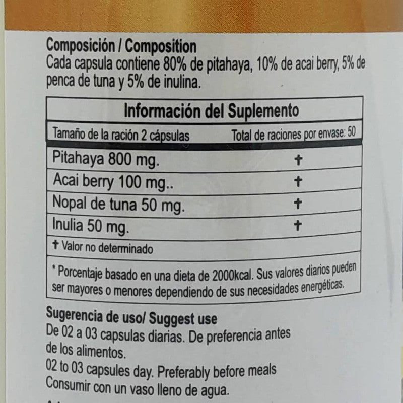 Pitacai 500mg 100 cápsulas - Estreñimiento - Colon saludable - Salud Vida Peru