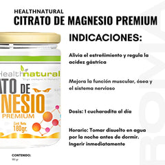 Citrato de magnesio Premium 180g. - Salud Vida Peru