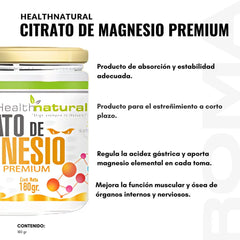 Citrato de magnesio Premium 180g. - Salud Vida Peru