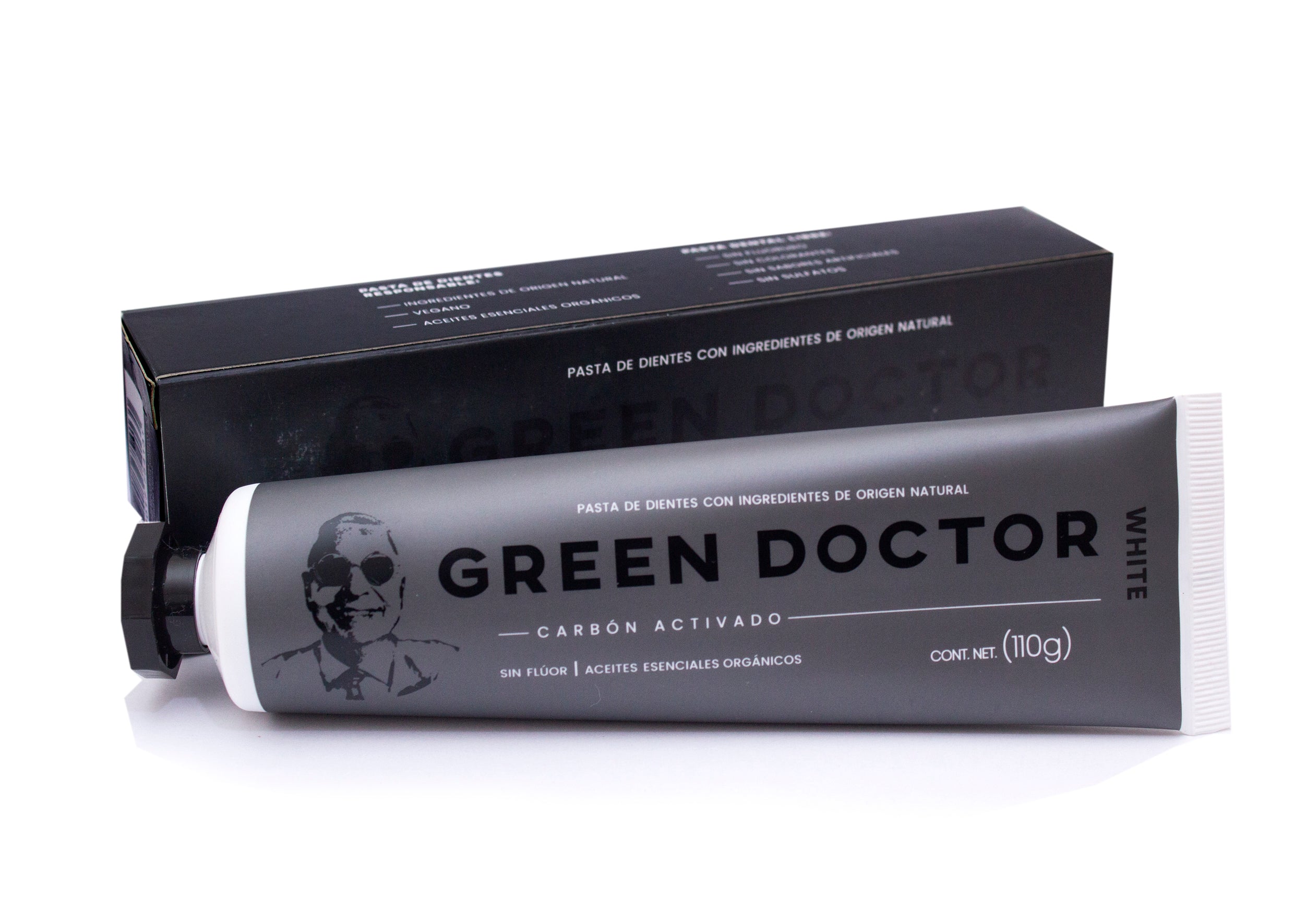 Pasta Dental Natural de Carbón Activado 110g. Sin Flúor Green Doctor - Salud Vida Peru
