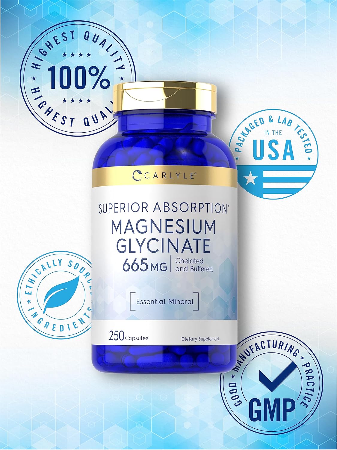 Glicinato de magnesio (absorción superior) 665 mg | 250 cápsulas