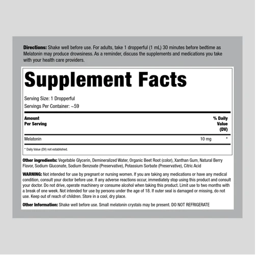 MELATONINA LÍQUIDA 10MG 60ML | Sueño, Antioxidante, Pérdida de peso. - Salud Vida Peru