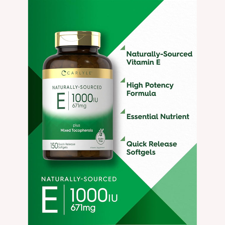 Vitamina E 1000 IU | 150 cápsulas blandas