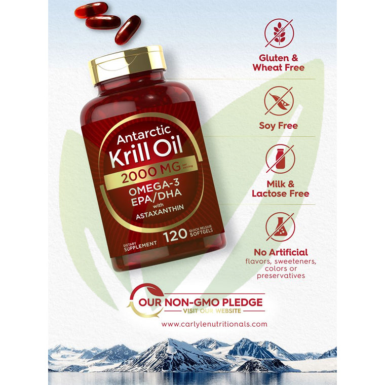 Aceite de Krill  con Astaxantina (Omega-3, EPA/DHA) 2000mg p/s | 120 cápsulas blandas