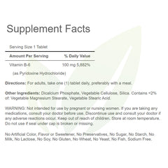 Vitamina B6 100 mg | 250 tabletas