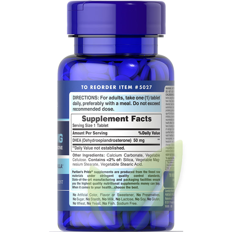 DHEA 50mg. 100 tabletas | Equilibrio hormonal, Menopausia, Antienvejecimiento. - Salud Vida Peru
