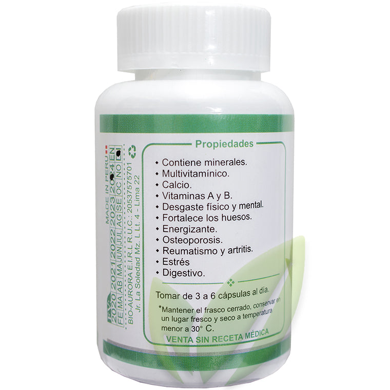 Coca hojas 500mg. 100 cápsulas Energizante Salud Vida Peru