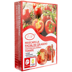 Mascarilla en Velo  Facial de Colágeno con Ácido hialurónico y Tomate - Pieles Grasas-  Caja x10 PC