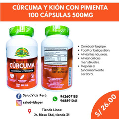 Cúrcuma y kión con pimienta 500 mg | 100 cápsulas