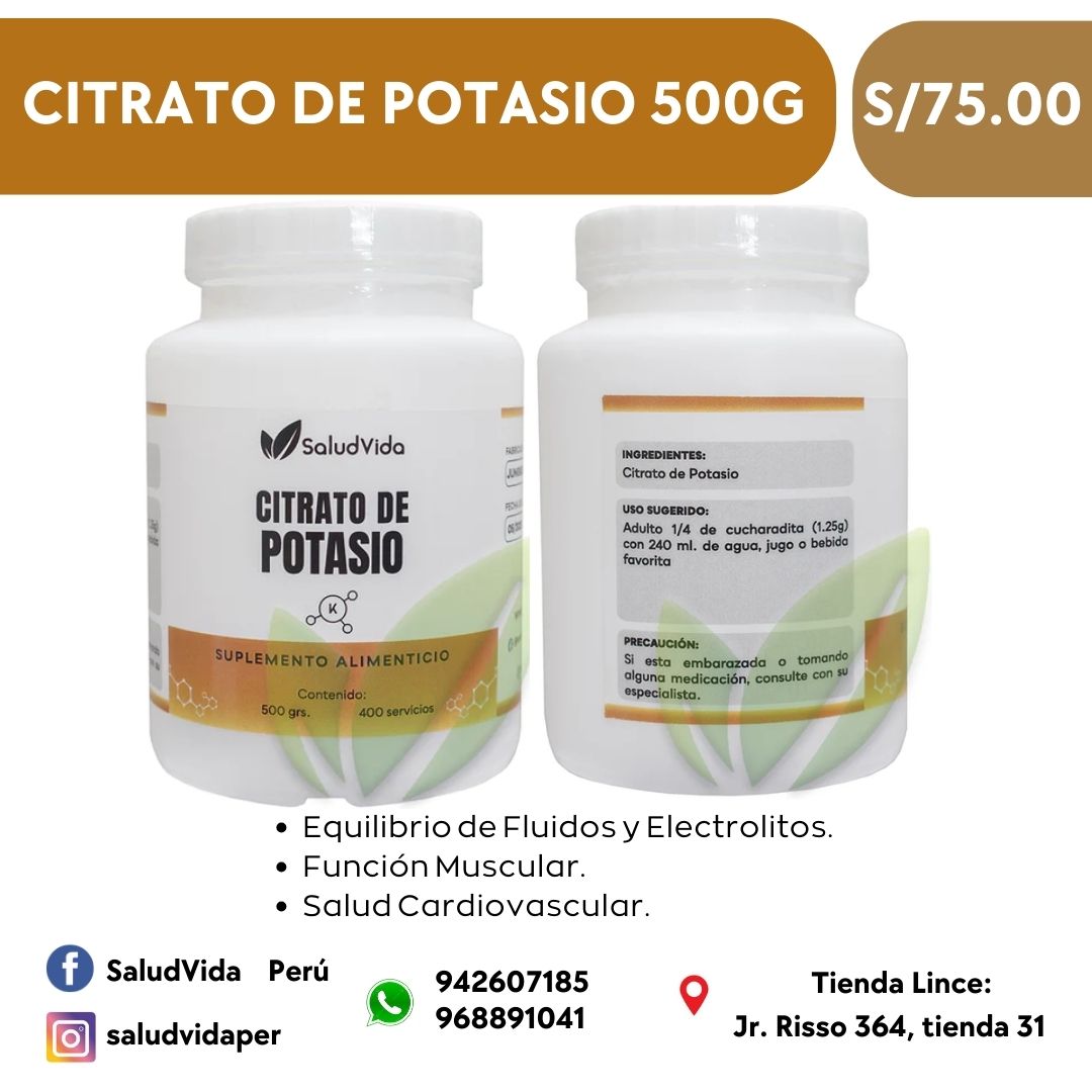 Citrato de potasio (grado alimenticio) 500 g