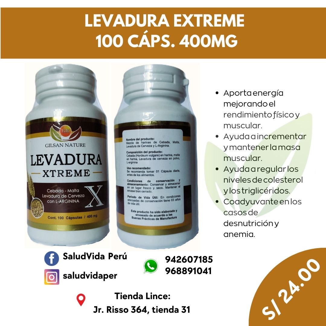 LEVADURA XTREME 400mg. 100 cápsulas