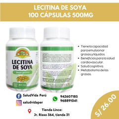 Lecitina de soya 500 mg | 100 cápsulas