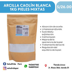 Arcilla caolín blanca (pieles mixtas) | 1 Kg