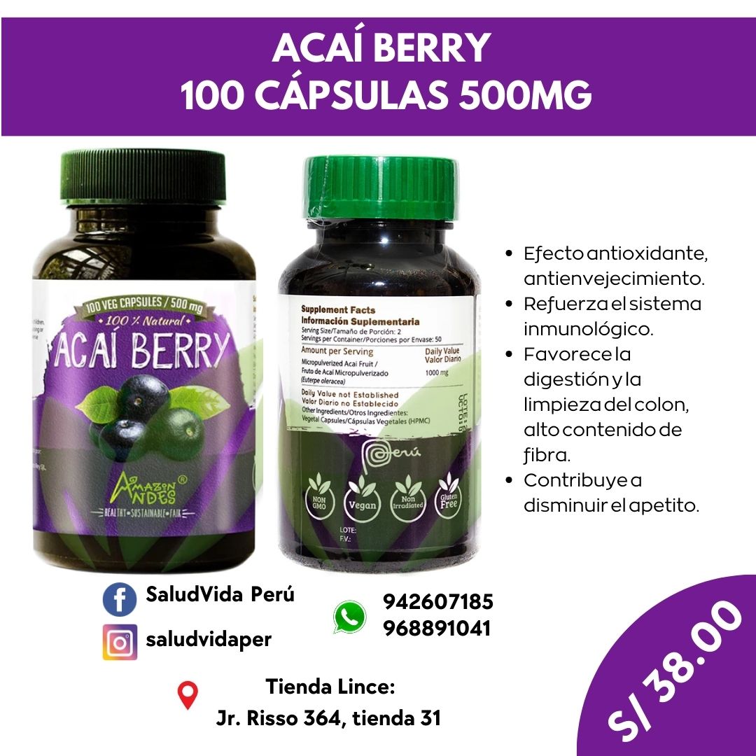 Acaí Berry en cápsulas 500 mg | 100 cápsulas veg.