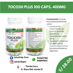 Tocosh plus (tocosh, sábila y noni) 400mg..  120 cápsulas - Gastritis . Ùlceras