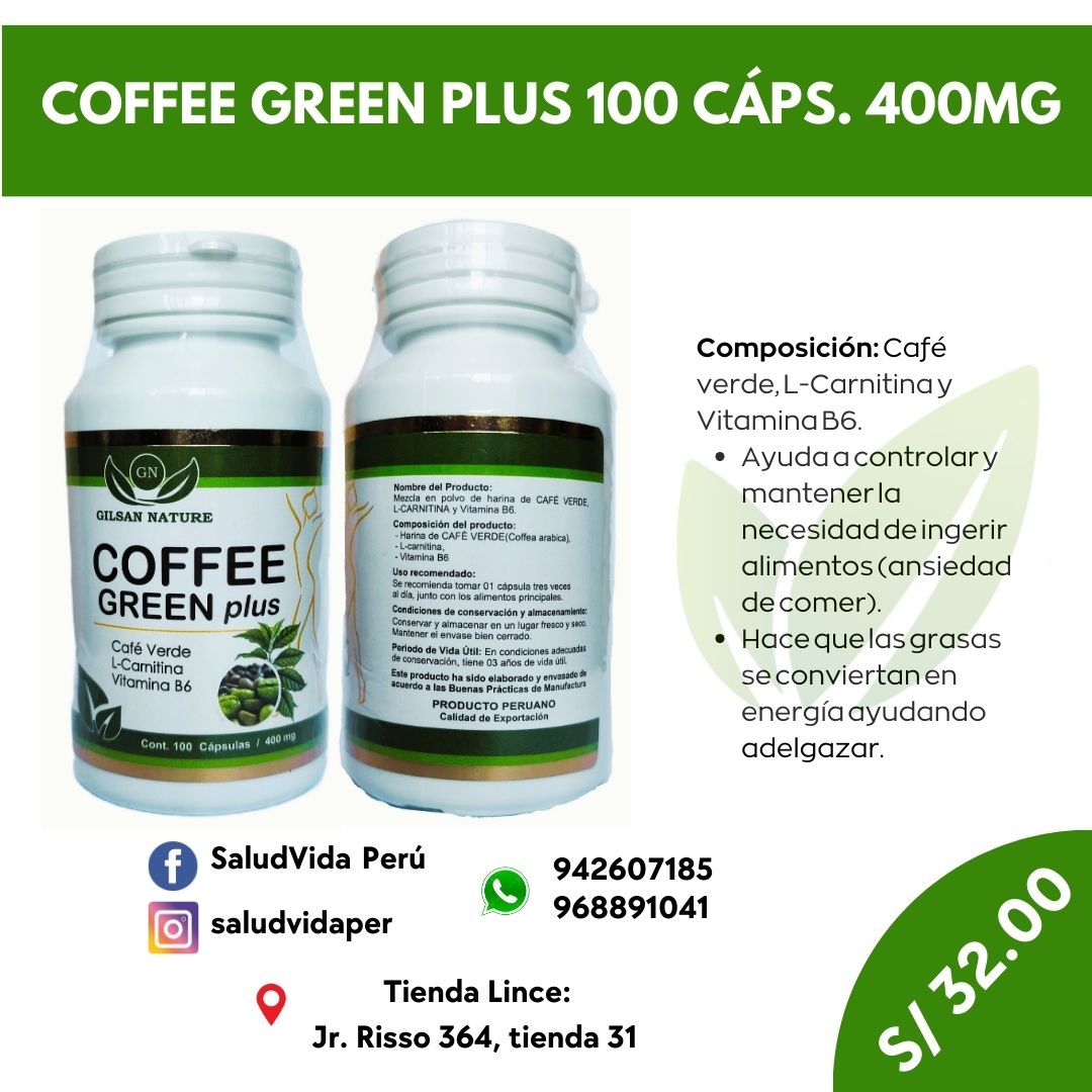 Café Verde  400mg. 100 cápsulas - control de peso - gilsan nature