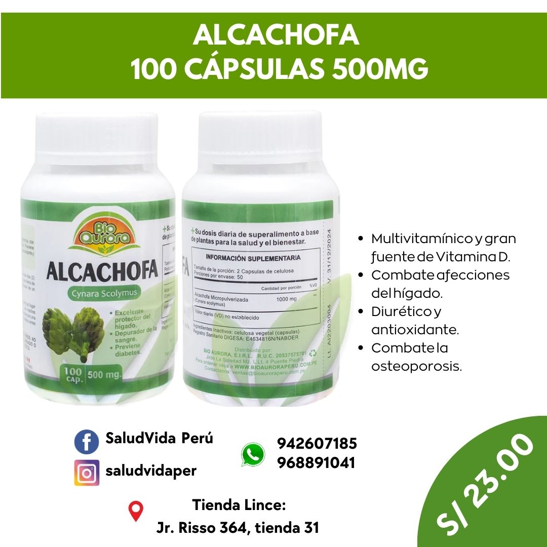 Alcachofa 500mg.  100 cápsulas - Hìgado
