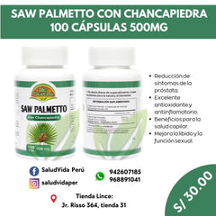 Saw Palmetto con Chancapiedra 500mg.  100 cápsulas