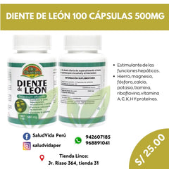 Diente de León 500 mg | 100 cápsulas
