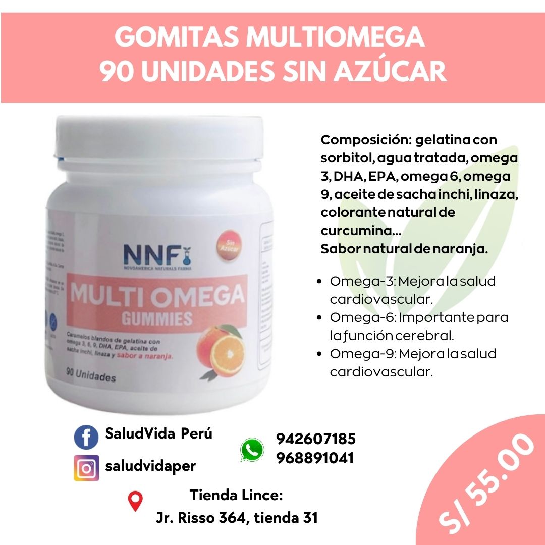 MULTIOMEGA 90 GOMITAS SIN AZÚCAR | Cerebral, Cardiovascular, Antiinflamatorio, Piel.