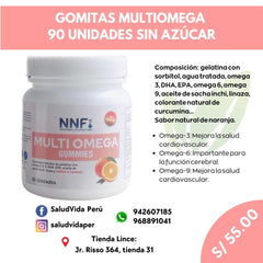 MULTIOMEGA 90 GOMITAS SIN AZÚCAR | Cerebral, Cardiovascular, Antiinflamatorio, Piel.