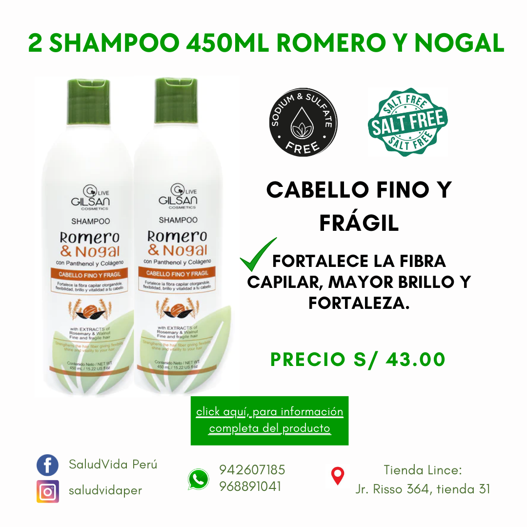 SHAMPOO ROMERO & NOGAL 450ml. - 2 unidades