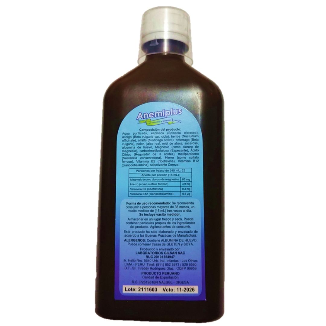 ANEMIPLUS 345 ML | Anemia, Glóbulos rojos, Sistema nervioso.