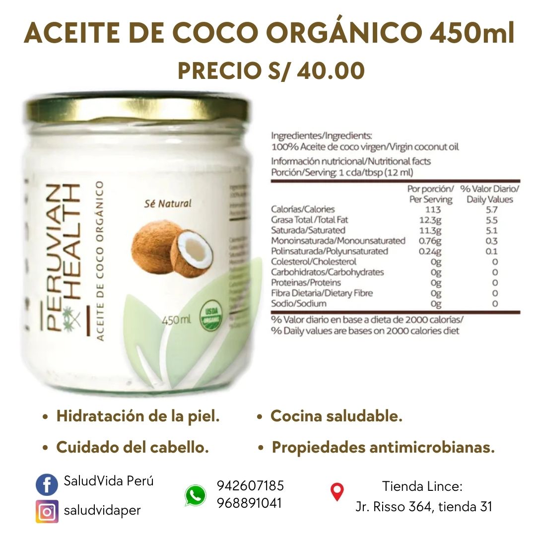 Aceite de Coco Virgen Orgánico | 450 ml