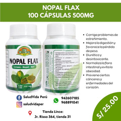 Nopal flax 500 mg | 100 cápsulas