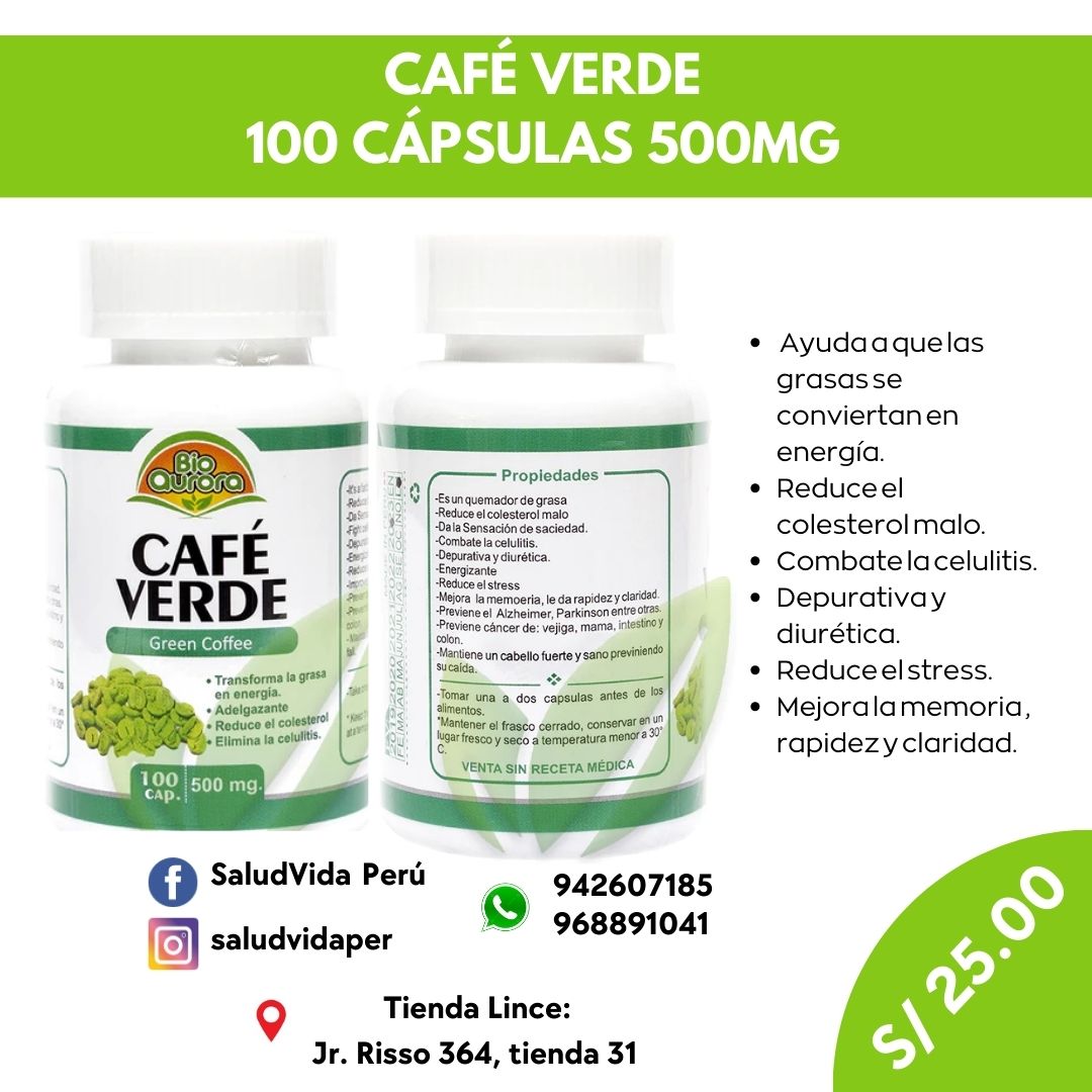 Café verde 500 mg | 100 cápsulas