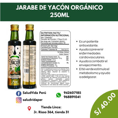 Jarabe de yacón orgánico 250ml