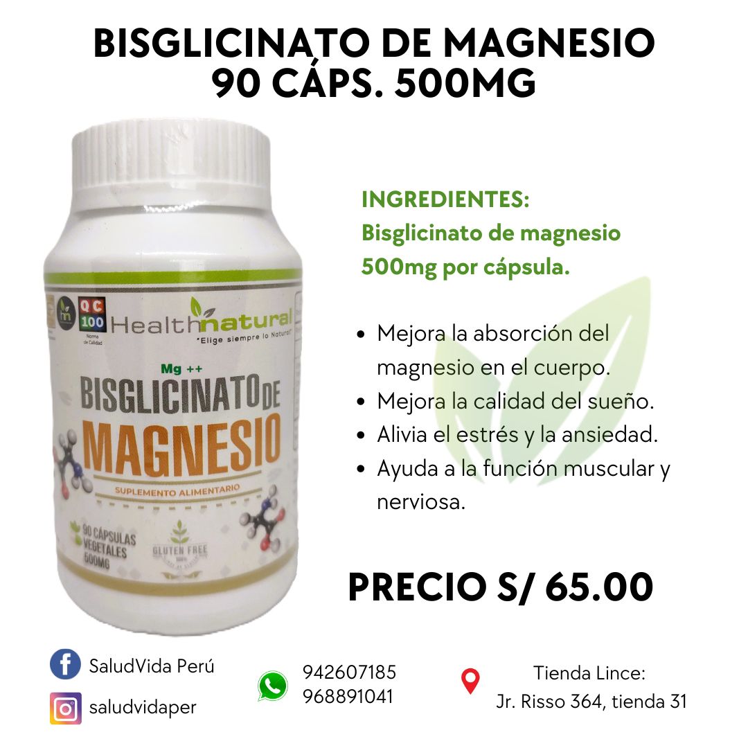 Bisglicinato de Magnesio 500mg. 90 cápsulas vegetales