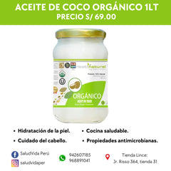 ACEITE DE COCO ORGÁNICO EXTRA VIRGEN 1L. | Sobre peso, Alzheimer, Antiinflamatorio y Metabolismo.